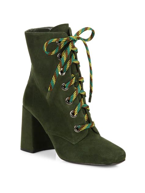 prada suede lace up booties|prada pointed toe ankle boots.